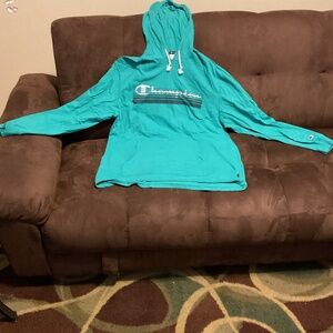Champion. X-Large. Turquoise, white and black.